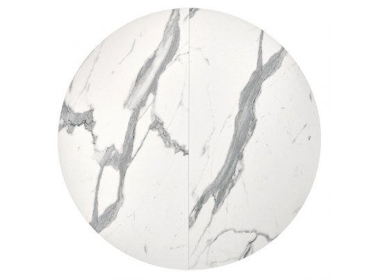 Стол Rudolf круглый раскладной 90-120x90x75см, белый мрамор, белый в Набережных Челнах