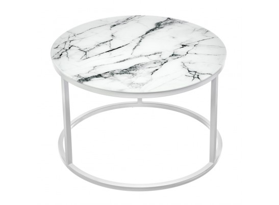 Набор кофейных столиков Tango белый мрамор с белыми ножками в Набережных Челнах