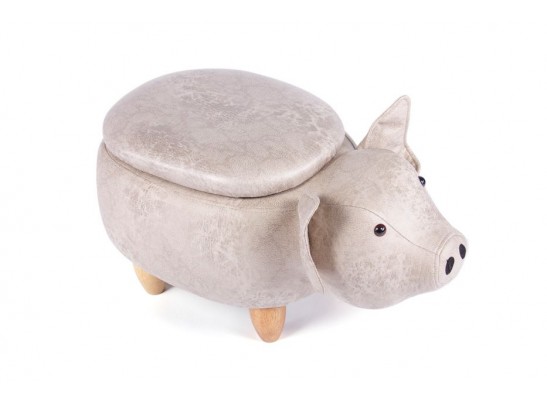 Пуф Поросенок с отсеком для хранения французский серый в Набережных Челнах