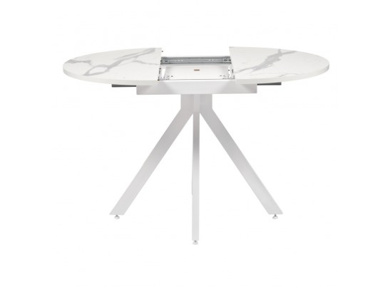 Стол Rudolf круглый раскладной 90-120x90x75см, белый мрамор, белый в Набережных Челнах