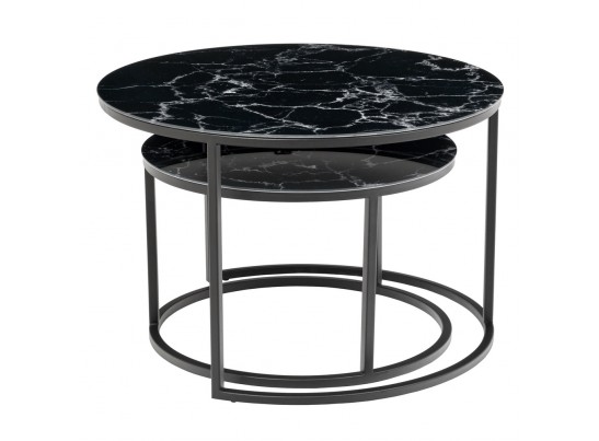 Набор кофейных столиков Tango чёрный мрамор с чёрными ножками, 2шт в Набережных Челнах