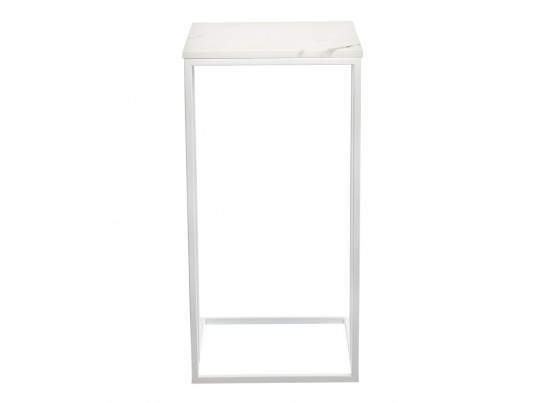 Придиванный столик Loft 35x35см, белый мрамор с белыми ножками в Набережных Челнах