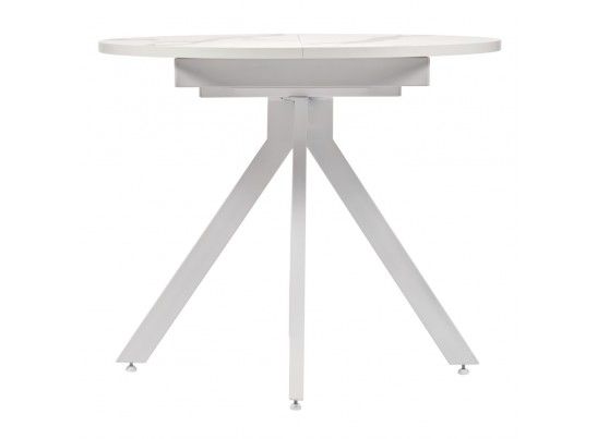 Стол Rudolf круглый раскладной 90-120x90x75см, белый мрамор, белый в Набережных Челнах