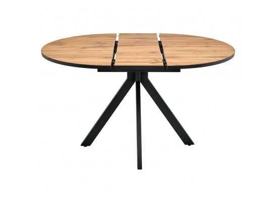 Стол Rudolf круглый раскладной 100-130x100x75см, Дуб Вотан, чёрный в Набережных Челнах