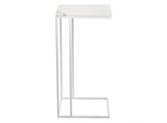 Придиванный столик Loft 35x35см, белый мрамор с белыми ножками в Набережных Челнах