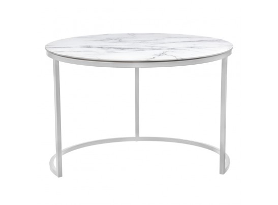 Набор кофейных столиков Tango белый мрамор с белыми ножками в Набережных Челнах