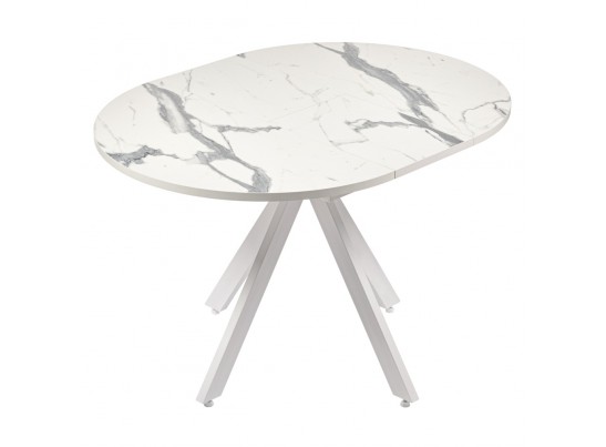 Стол Rudolf круглый раскладной 90-120x90x75см, белый мрамор, белый в Набережных Челнах
