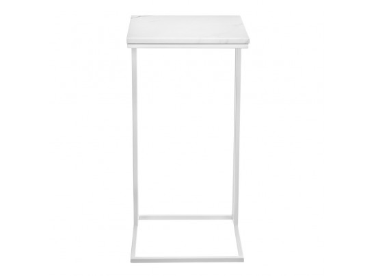 Придиванный столик Loft 35x35см, белый мрамор с белыми ножками в Набережных Челнах