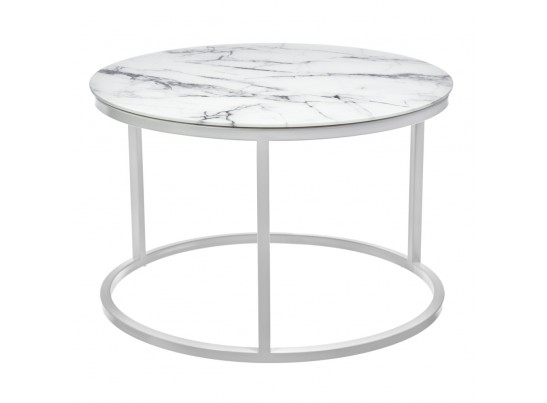 Набор кофейных столиков Tango белый мрамор с белыми ножками в Набережных Челнах