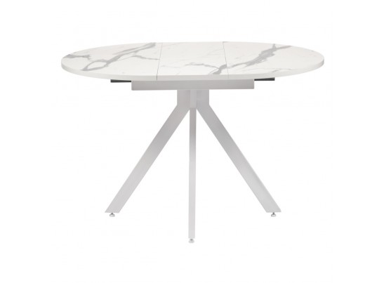 Стол Rudolf круглый раскладной 90-120x90x75см, белый мрамор, белый в Набережных Челнах