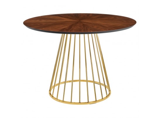 Стол Liverpool диам.110см, шпон орех лучевой набор, с золотистыми ножками в Набережных Челнах