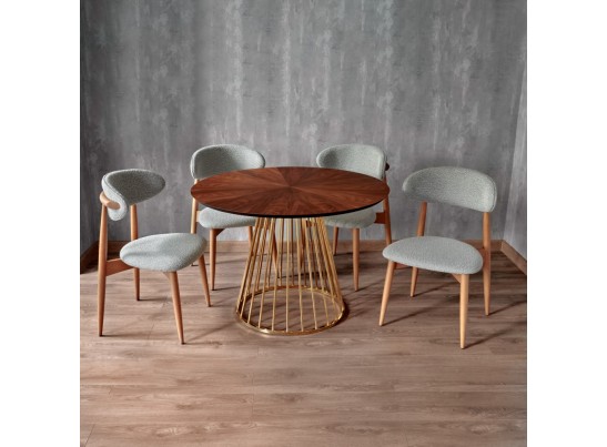 Стул Lucas тёмно-серый букле с ножками цвета орех в Набережных Челнах