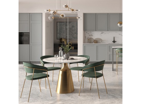 Комплект из 2-х стульев полубарных Turin зеленый с золотыми ножками в Набережных Челнах