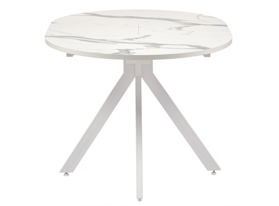 Стол Rudolf круглый раскладной 90-120x90x75см, белый мрамор, белый в Набережных Челнах