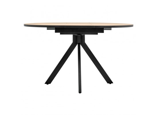 Стол Rudolf круглый раскладной 100-130x100x75см, Дуб Вотан, чёрный в Набережных Челнах