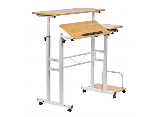 Стол многофункциональный Shuttle 80х58х80-130см, светлое дерево, белый в Набережных Челнах