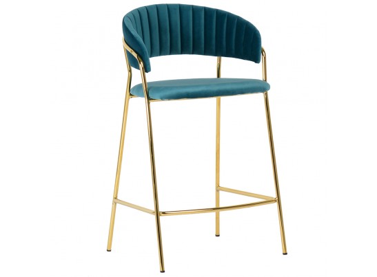 Комплект из 2-х стульев полубарных Turin бирюзовый с золотыми ножками в Набережных Челнах