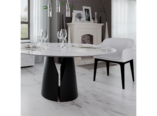 Стол Giano диам.100см, керамогранит чёрный мрамор в Набережных Челнах
