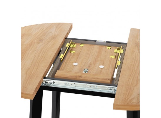 Стол Next круглый раскладной 90-120x90x76,5см, Дуб Навара, чёрный в Набережных Челнах