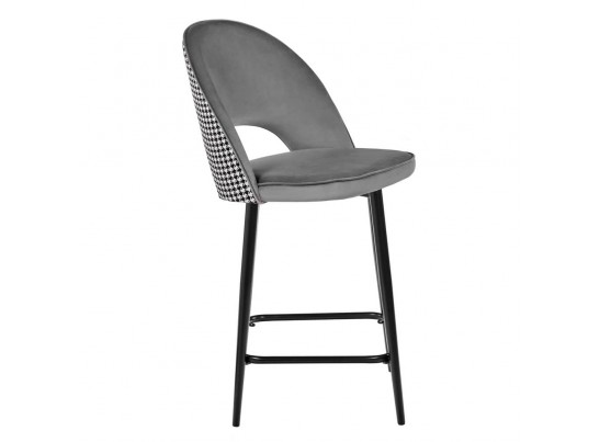 Стул полубарный Leo тёмно-серый с жаккардом, с поворотным механизмом в Набережных Челнах