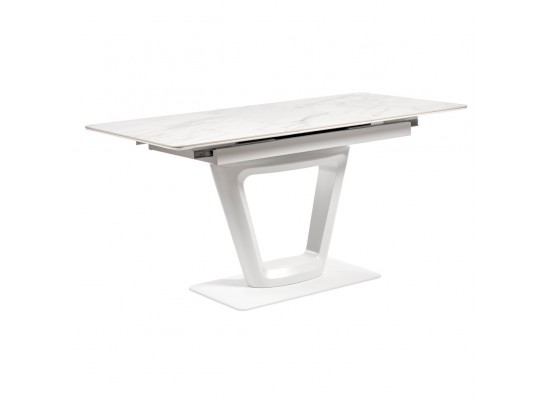 Стол Flame раскладной 116-155x80x76см, керамогранит белый мрамор, белый в Набережных Челнах