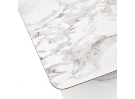 Стол Flame раскладной 116-155x80x76см, керамогранит белый мрамор, белый в Набережных Челнах