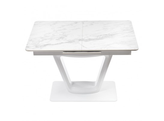 Стол Flame раскладной 116-155x80x76см, керамогранит белый мрамор, белый в Набережных Челнах