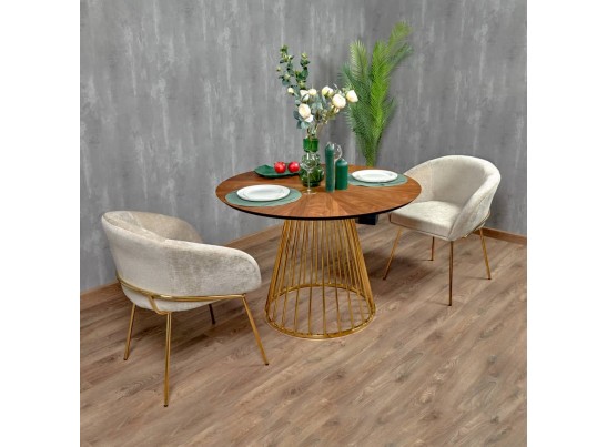 Стул-полукресло Martin миндальный шенилл с золотыми ножками в Набережных Челнах