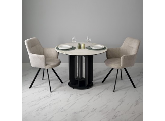 Стол Korfu диам.100см, керамогранит светлый мрамор в Набережных Челнах