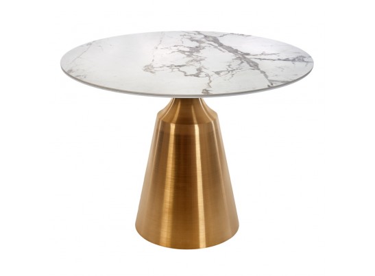 Стол Yoda диам.100см, керамогранит белый мрамор в Набережных Челнах