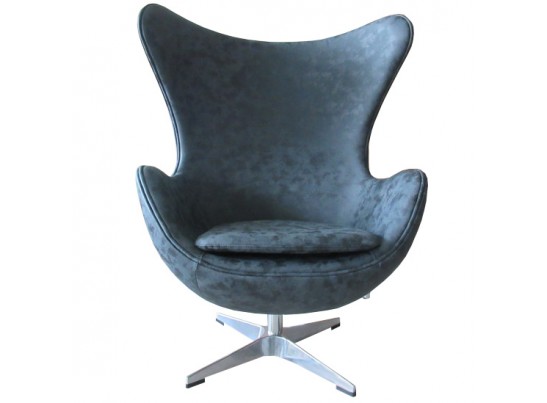 Кресло EGG CHAIR черный матовый с эффектом состаренная кожа в Набережных Челнах