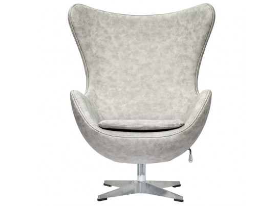Кресло EGG CHAIR светло-серый матовый с эффектом состаренная кожа в Набережных Челнах