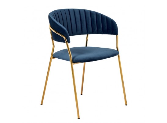 Комплект из 4-х стульев Turin синий с золотыми ножками в Набережных Челнах