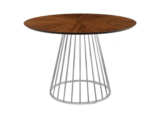 Стол Liverpool диам.110см, шпон орех лучевой набор, с хромированными ножками в Набережных Челнах