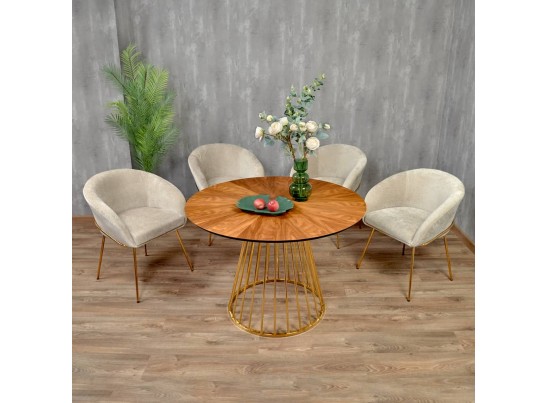 Стул-полукресло Martin миндальный шенилл с золотыми ножками в Набережных Челнах