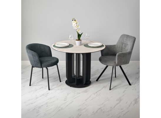 Стол Korfu диам.100см, керамогранит светлый мрамор в Набережных Челнах