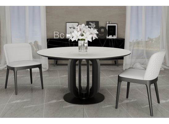 Стол Korfu диам.100см, керамогранит светлый мрамор в Набережных Челнах