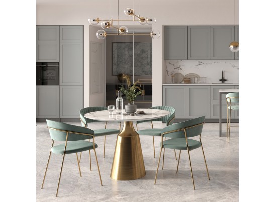 Комплект из 4-х стульев Turin синий с золотыми ножками в Набережных Челнах