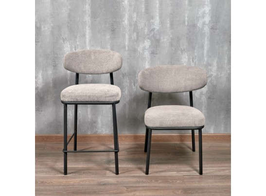 Стул полубарный Lucas 2 латте шенилл с чёрными ножками в Набережных Челнах