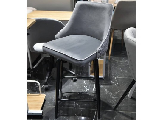 Стул полубарный Dave серый с жаккардом, с поворотным механизмом в Набережных Челнах