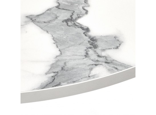 Стол Rudolf круглый раскладной 90-120x90x75см, белый мрамор, чёрный в Набережных Челнах