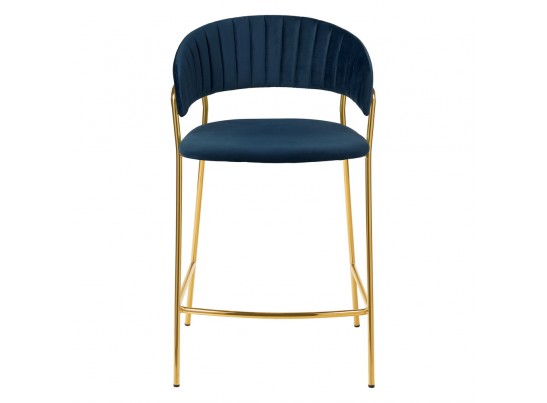 Стул полубарный Turin синий с золотыми ножками в Набережных Челнах
