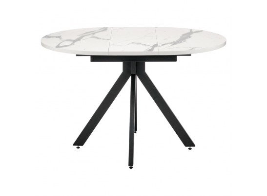 Стол Rudolf круглый раскладной 90-120x90x75см, белый мрамор, чёрный в Набережных Челнах