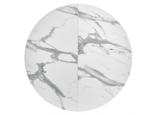 Стол Rudolf круглый раскладной 100-130x100x75см, белый мрамор, белый в Набережных Челнах