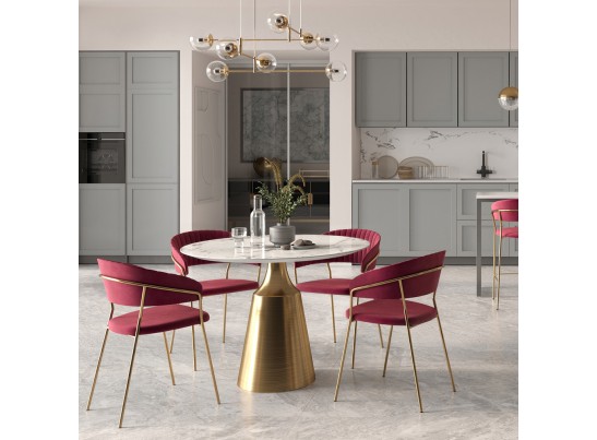 Комплект из 4-х стульев Turin винный с золотыми ножками в Набережных Челнах