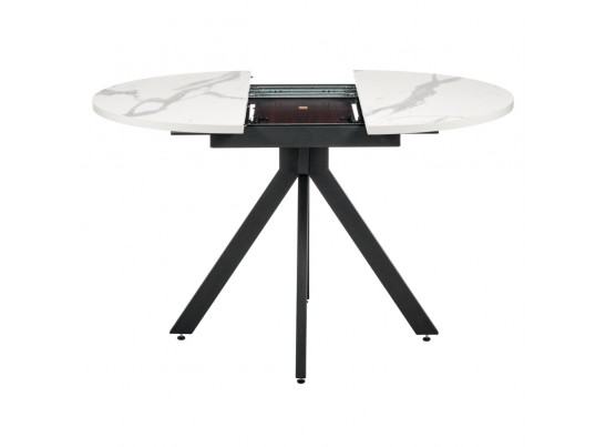 Стол Rudolf круглый раскладной 90-120x90x75см, белый мрамор, чёрный в Набережных Челнах