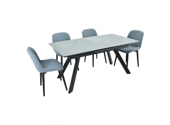 Стол Adam раскладной 140-190x90x75см, керамогранит серый мрамор, чёрный в Набережных Челнах