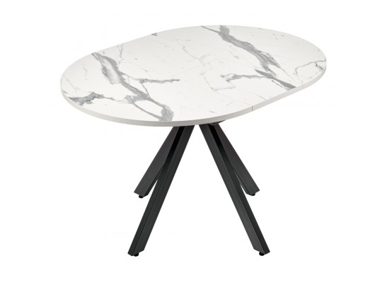 Стол Rudolf круглый раскладной 90-120x90x75см, белый мрамор, чёрный в Набережных Челнах