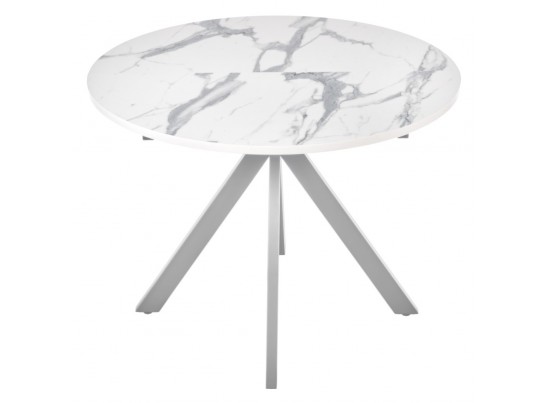 Стол Rudolf круглый раскладной 100-130x100x75см, белый мрамор, белый в Набережных Челнах