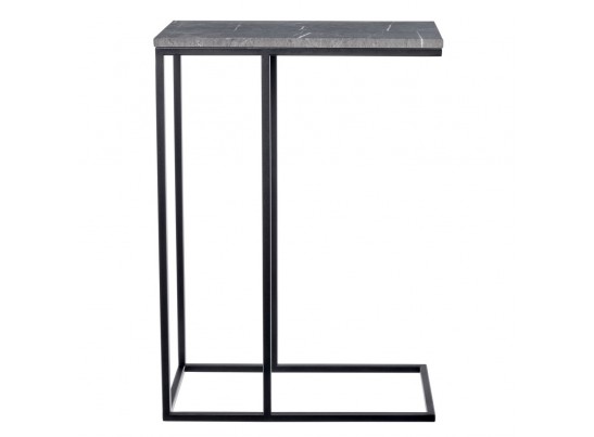 Придиванный столик Loft 50x30см, серый мрамор с чёрными ножками в Набережных Челнах
